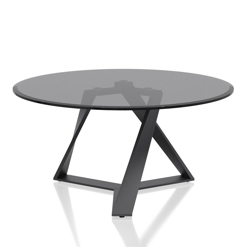 Furniture of America Hetra Contemporary Glass Top Coffee Table in Black