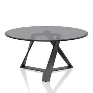 furniture of america hetra contemporary glass top coffee table in black