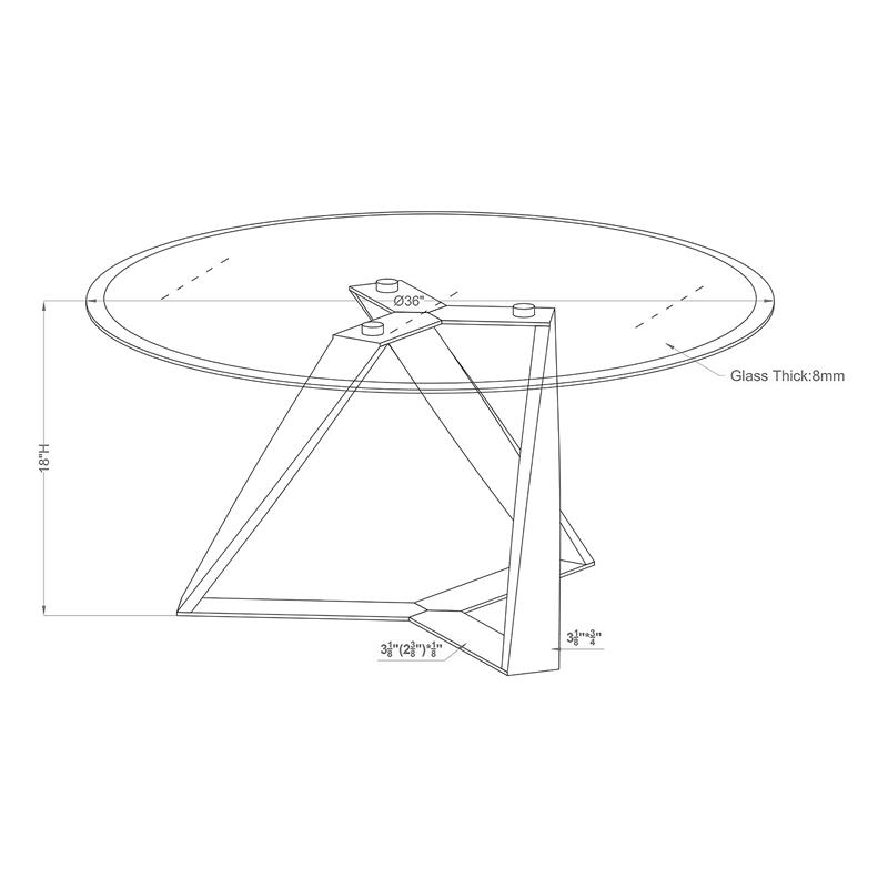 Furniture of America Hetra Contemporary Glass Top Coffee Table in Black