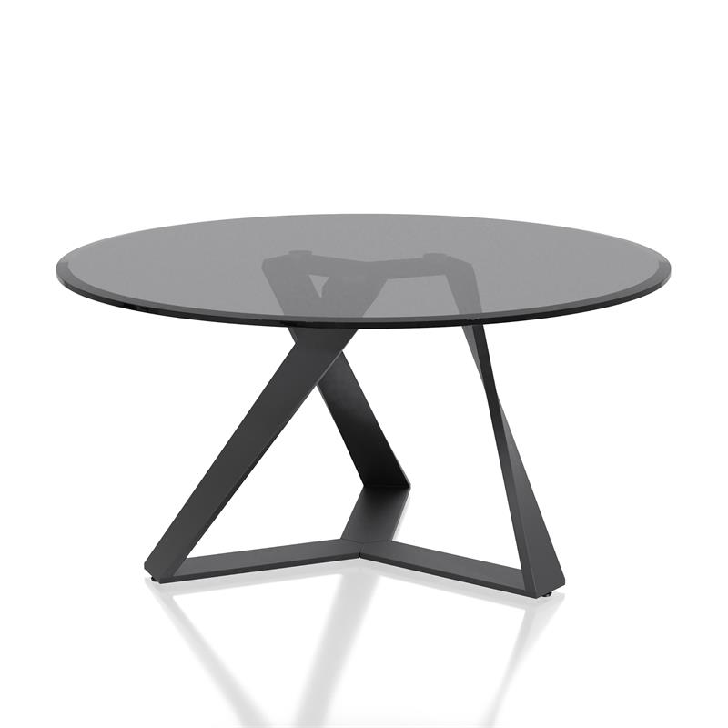 Furniture of America Hetra Contemporary Glass Top Coffee Table in Black