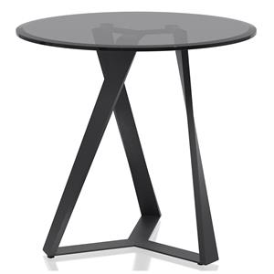 furniture of america hetra contemporary glass top end table in black