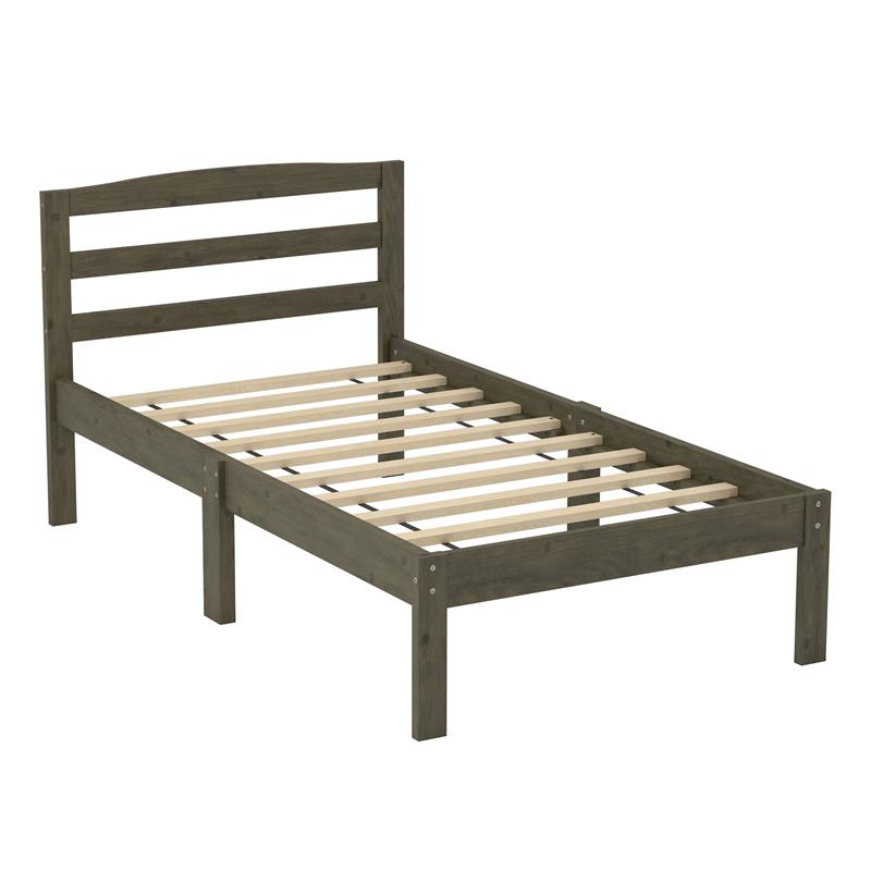 Furniture of America Tavii Transitional Wood Platform Twin Bed in Brushed Gray
