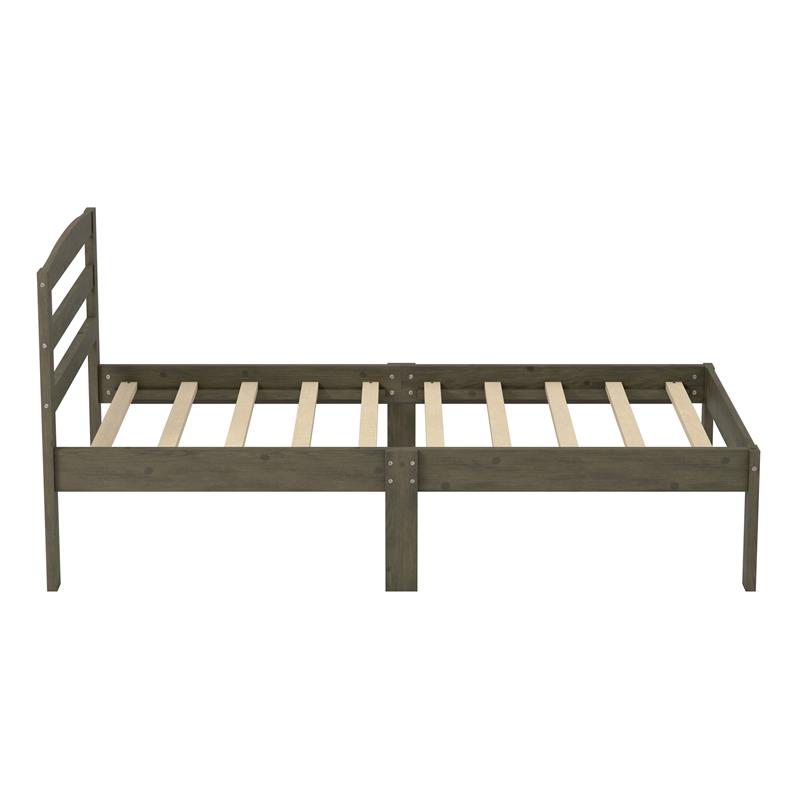 Furniture of America Tavii Transitional Wood Platform Twin Bed in Brushed Gray