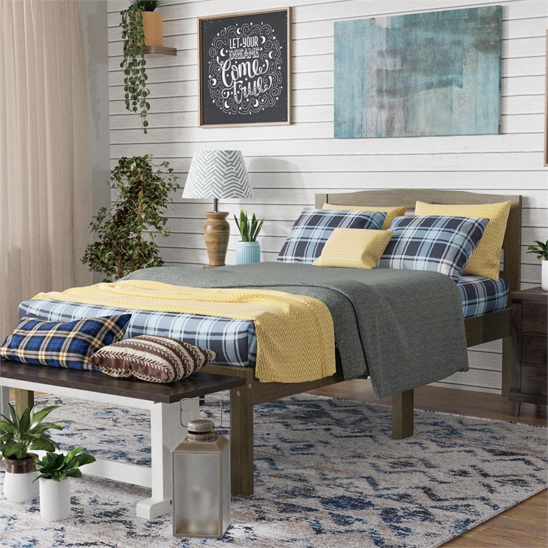 Furniture of America Tavii Transitional Wood Platform Twin Bed in Brushed Gray