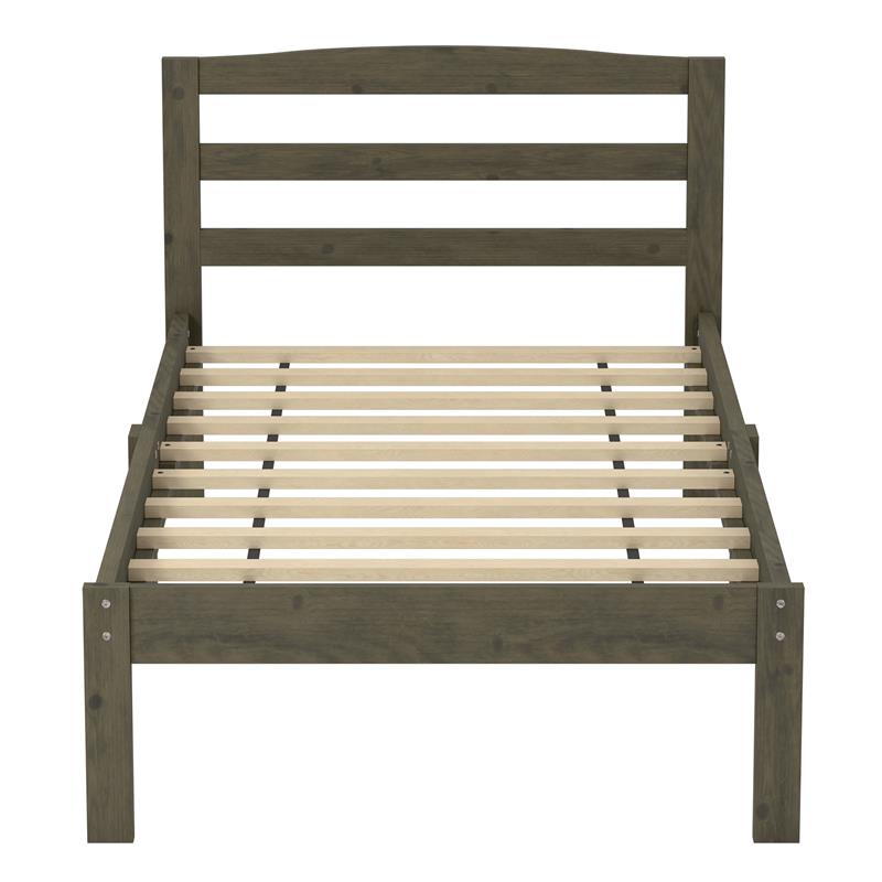 Furniture of America Tavii Transitional Wood Platform Twin Bed in Brushed Gray