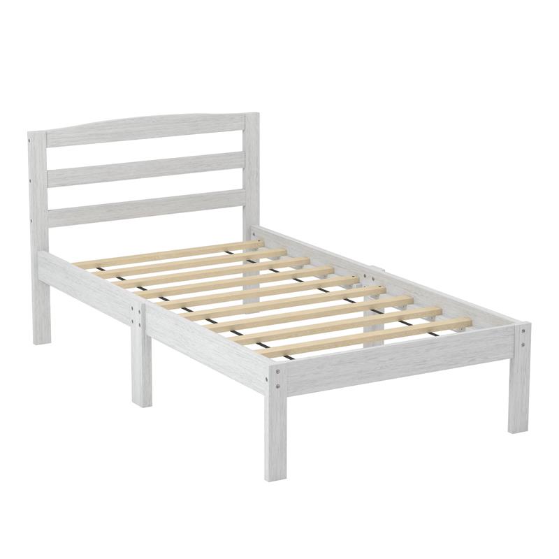 Furniture of America Tavii Transitional Wood Platform Twin Bed in Brushed White