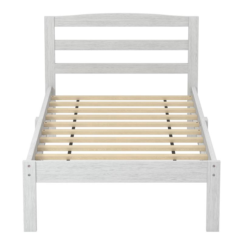 Furniture of America Tavii Transitional Wood Platform Twin Bed in Brushed White