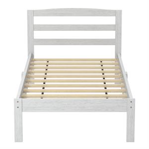 Furniture of America Tavii Transitional Wood Platform Twin Bed in Brushed White