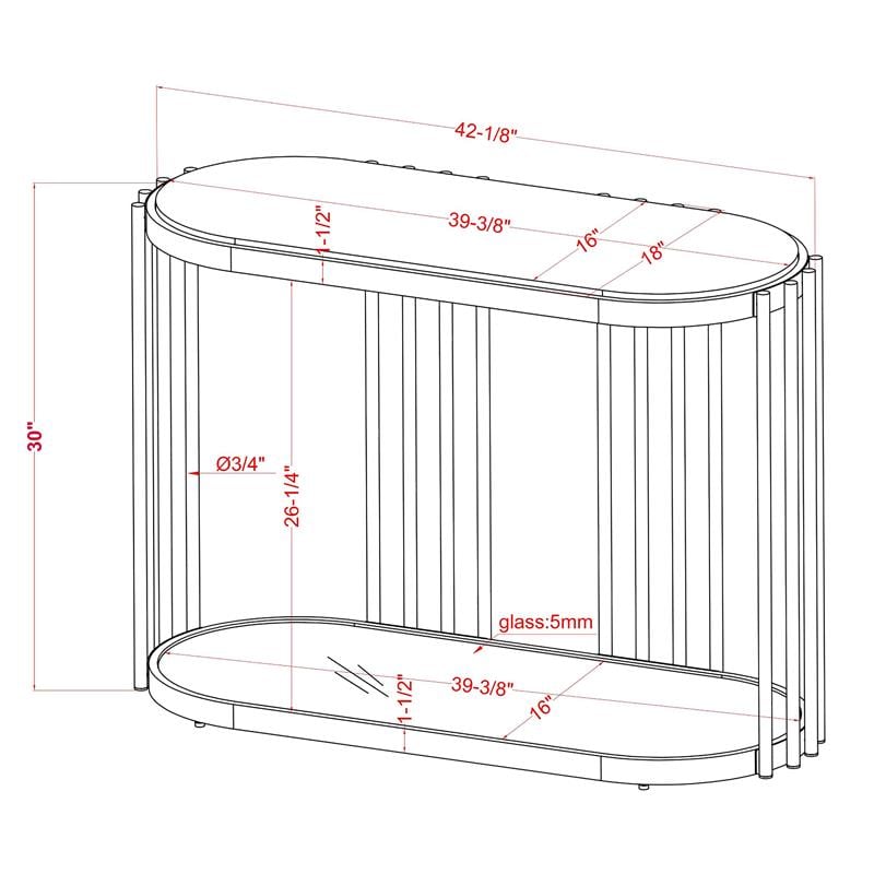 Furniture of America Kual Contemporary Metal 1-Shelf Console Table in Brass