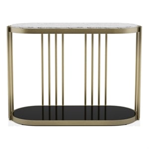 Furniture of America Kual Contemporary Metal 1-Shelf Console Table in Brass