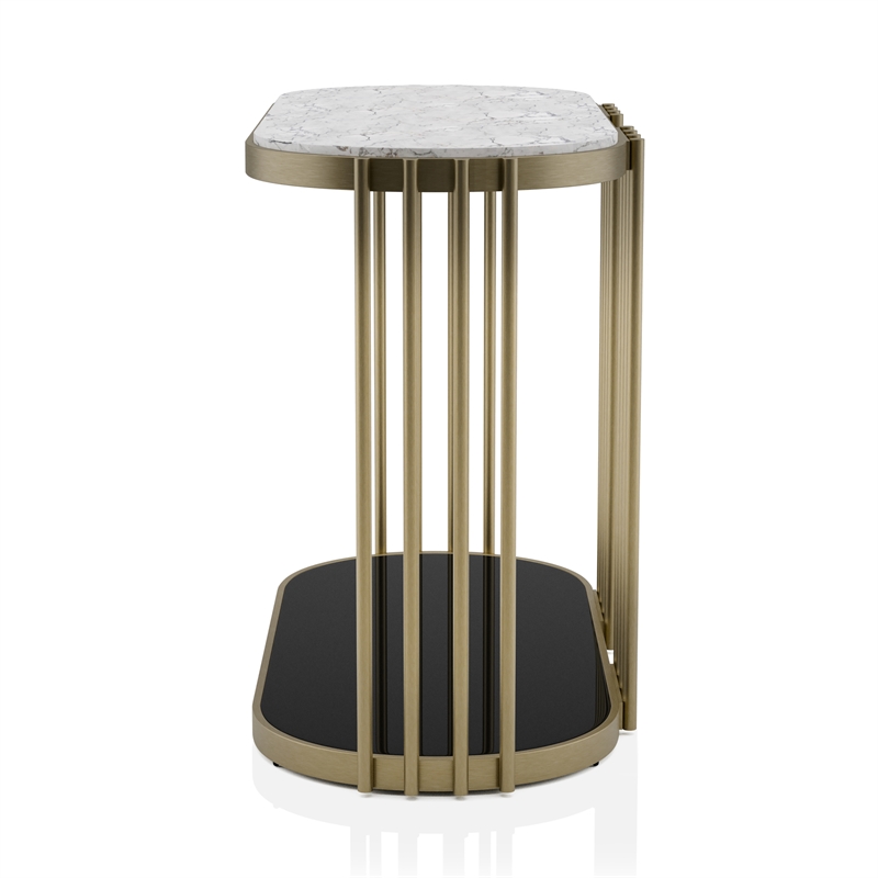 Furniture of America Kual Contemporary Metal 1-Shelf Console Table in Brass