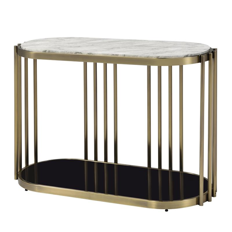 Furniture of America Kual Contemporary Metal 1-Shelf Console Table in Brass