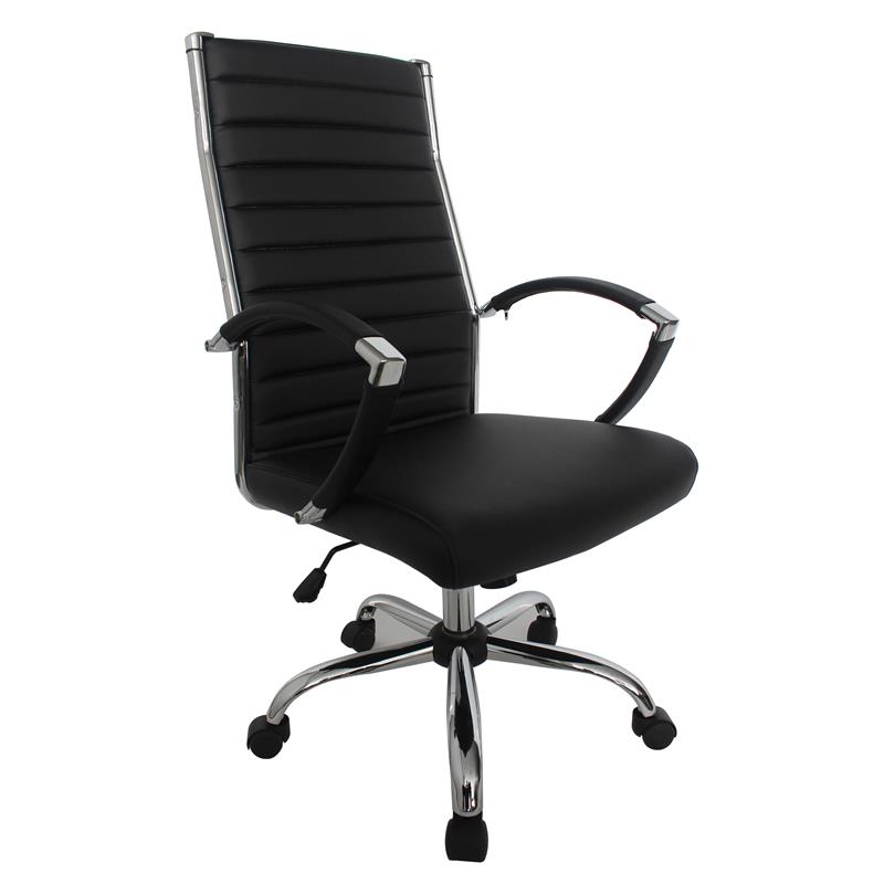 Furniture of America Damse Faux Leather Large Adjustable Office Chair in Black