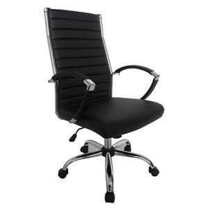 furniture of america damse faux leather adjustable office chair in black