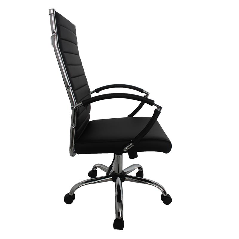 Furniture of America Damse Faux Leather Large Adjustable Office Chair in Black