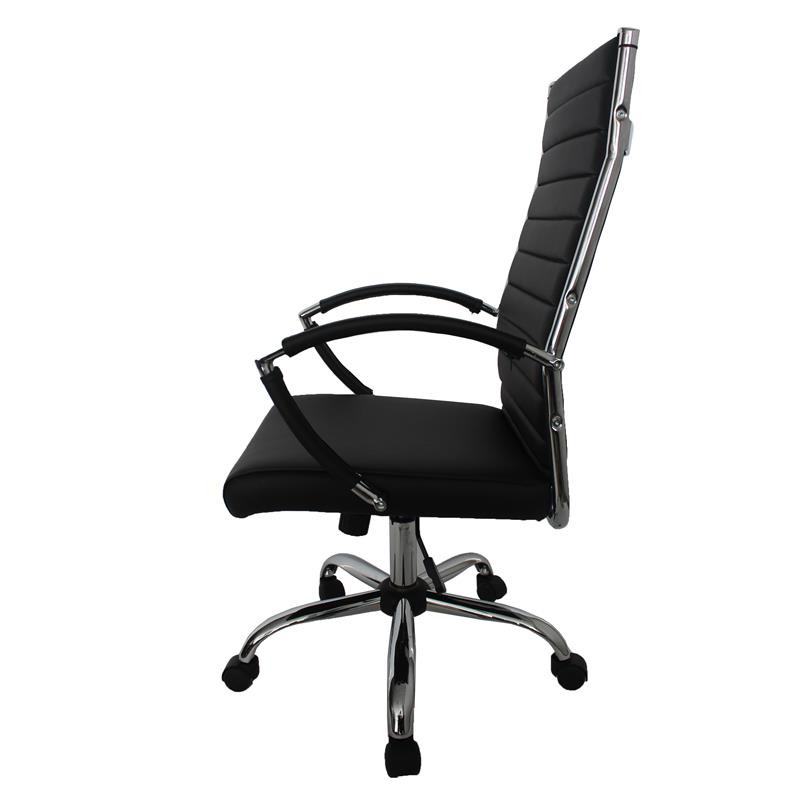 Furniture of America Damse Faux Leather Large Adjustable Office Chair in Black