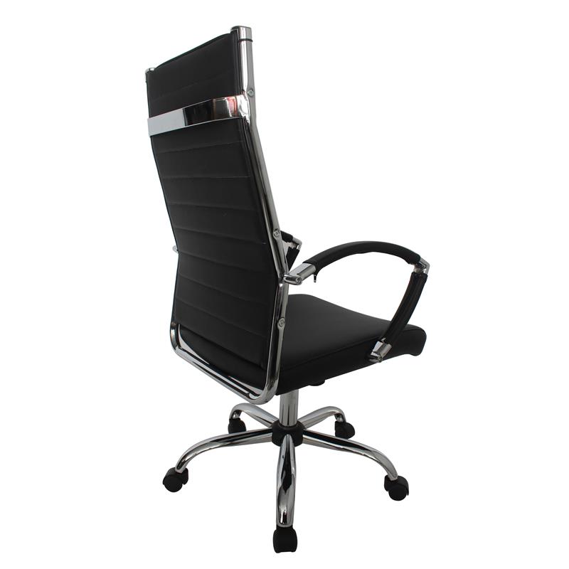 Furniture of America Damse Faux Leather Large Adjustable Office Chair in Black