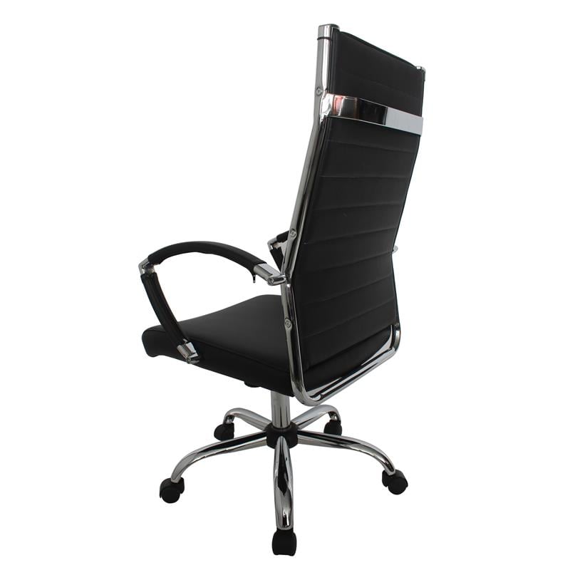 Furniture of America Damse Faux Leather Large Adjustable Office Chair in Black