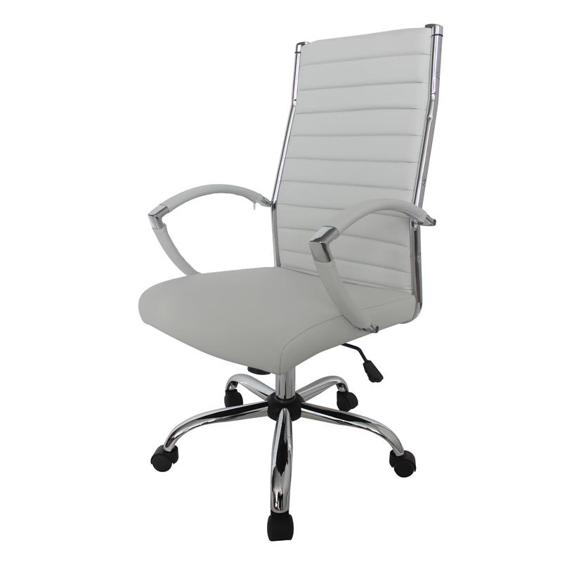 Furniture of America Damse Faux Leather Large Adjustable Office Chair in White