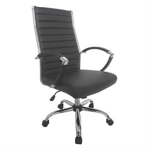 furniture of america damse faux leather adjustable office chair in gray