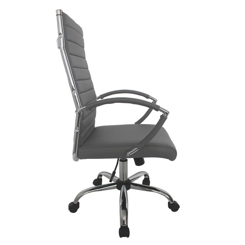 Furniture of America Damse Faux Leather Large Adjustable Office Chair in Gray