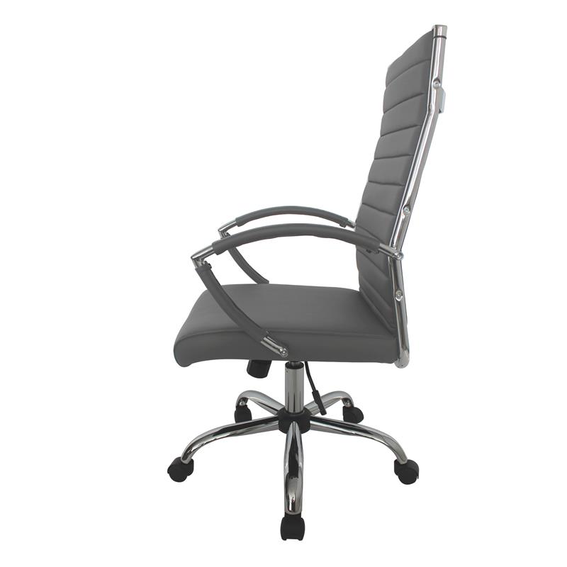 Furniture of America Damse Faux Leather Large Adjustable Office Chair in Gray