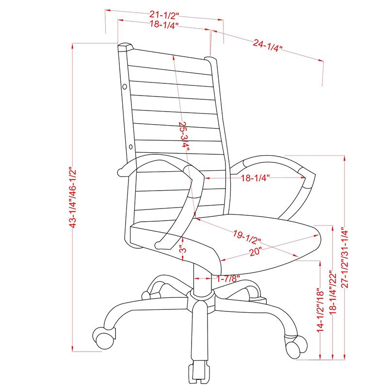 Furniture of America Damse Faux Leather Large Adjustable Office Chair in Gray