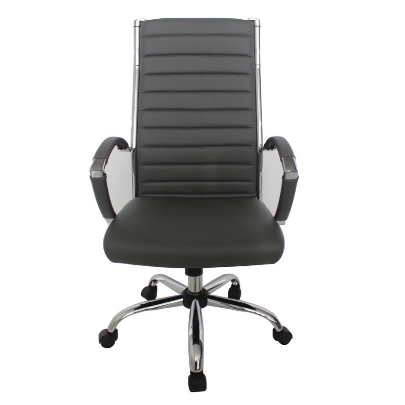 Furniture of America Damse Faux Leather Large Adjustable Office Chair in Gray
