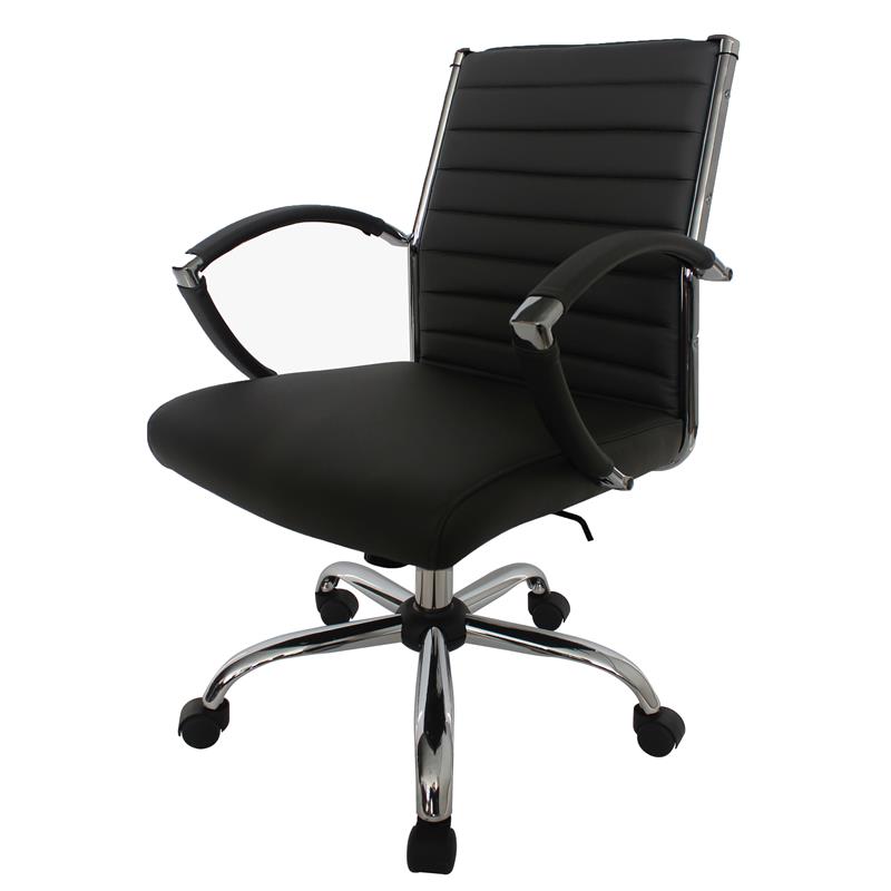 Furniture of America Damse Faux Leather Small Adjustable Office Chair in Black