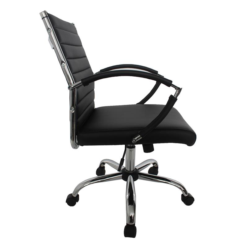 Furniture of America Damse Faux Leather Small Adjustable Office Chair in Black