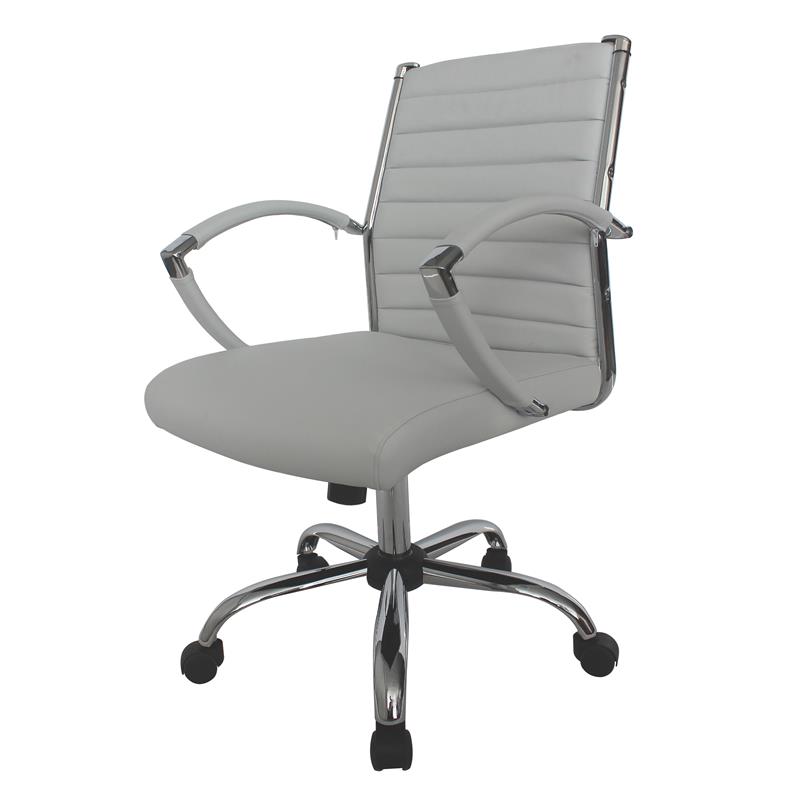 Furniture of America Damse Faux Leather Small Adjustable Office Chair in White