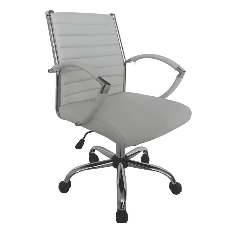Furniture of America Damse Faux Leather Small Adjustable Office Chair in White