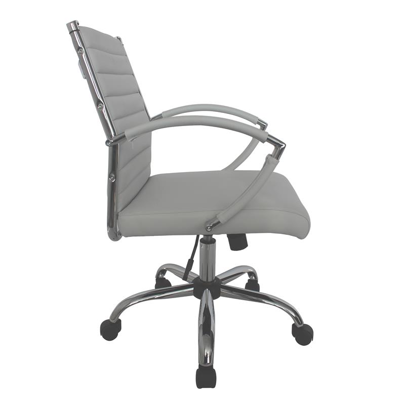 Furniture of America Damse Faux Leather Small Adjustable Office Chair in White