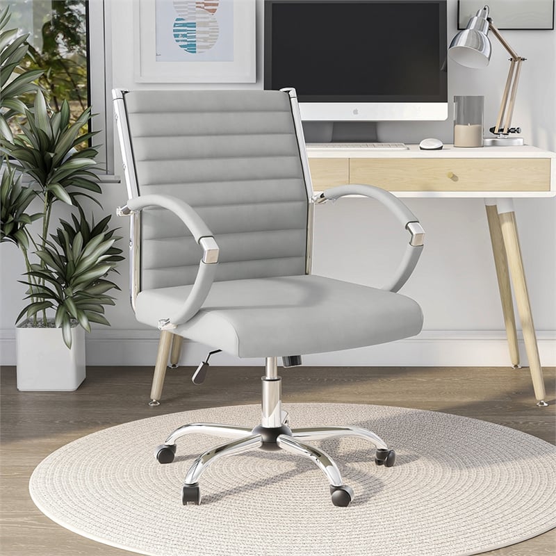 Furniture of America Damse Faux Leather Small Adjustable Office Chair in White