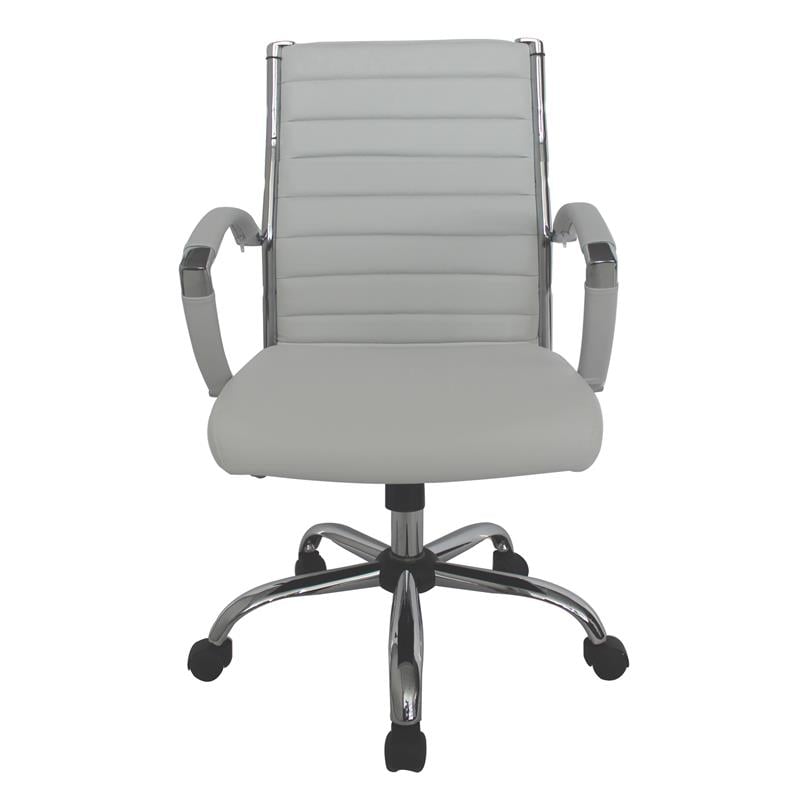 Furniture of America Damse Faux Leather Small Adjustable Office Chair in White
