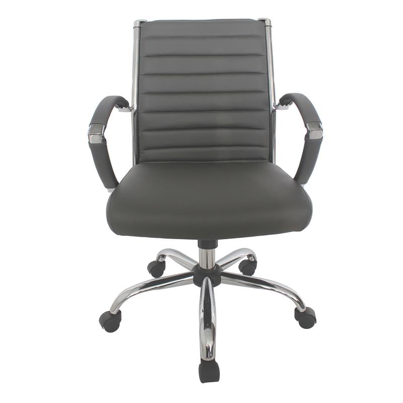 Furniture of America Damse Faux Leather Small Adjustable Office Chair in Gray