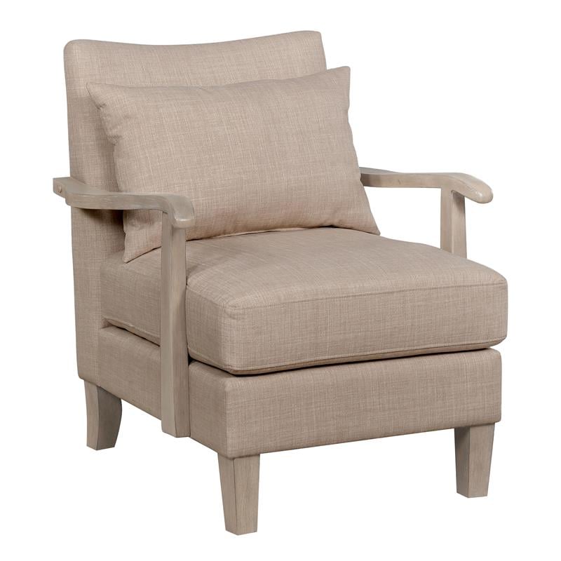 Furniture of America Ciela Fabric-Like Vinyl Cushioned Accent Chair in Beige