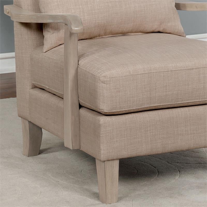 Furniture of America Ciela Fabric-Like Vinyl Cushioned Accent Chair in Beige