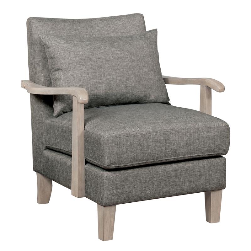 Furniture of America Ciela Faux Leather Cushioned Accent Chair in Gray