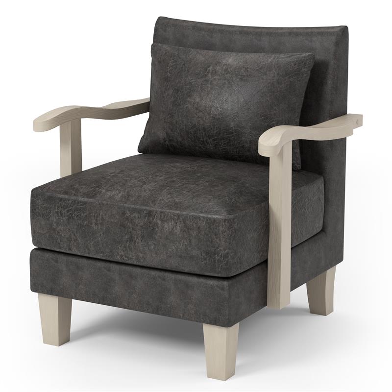 Furniture of America Ciela Faux Leather Cushioned Accent Chair in Dark Gray