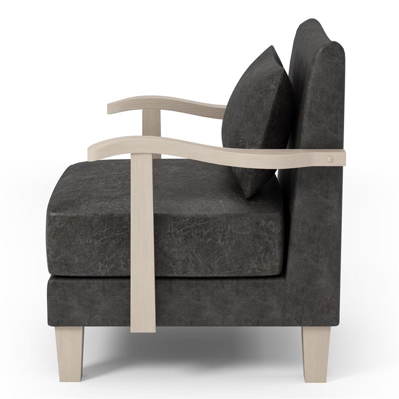 Furniture of America Ciela Faux Leather Cushioned Accent Chair in Dark Gray