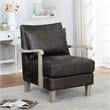 Furniture of America Ciela Faux Leather Cushioned Accent Chair in Dark Gray