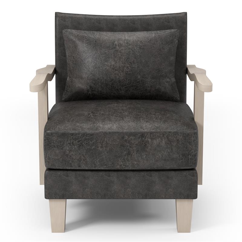 Furniture of America Ciela Faux Leather Cushioned Accent Chair in Dark Gray