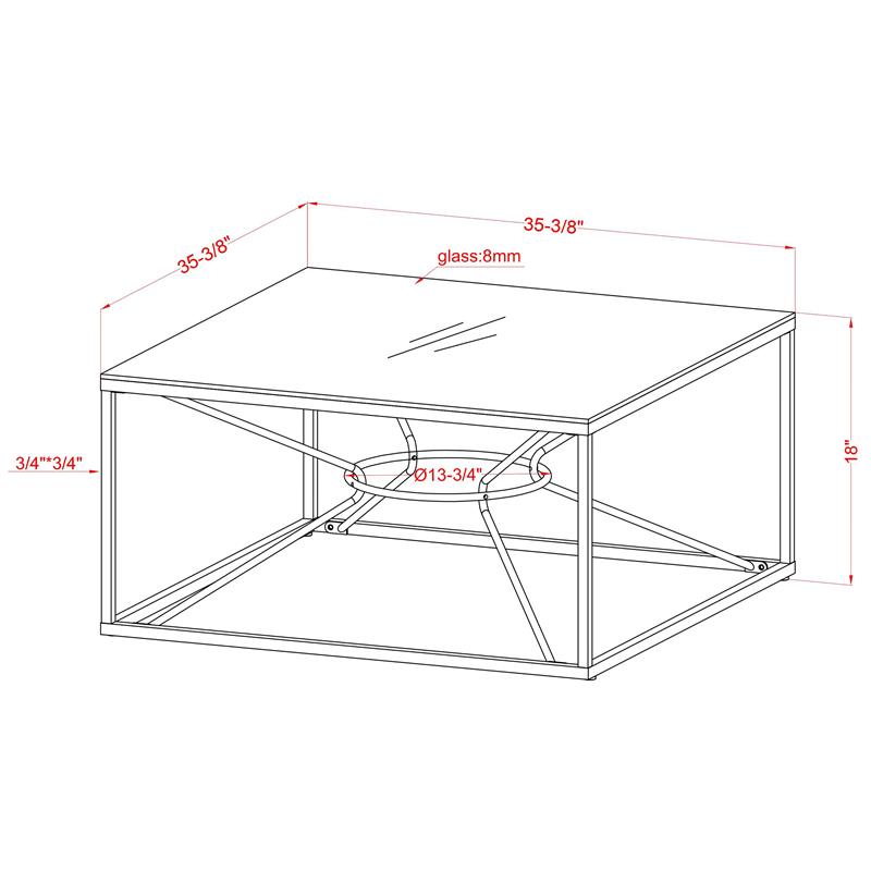 Furniture of America Cevelle Contemporary Glass Top Coffee Table in Gold