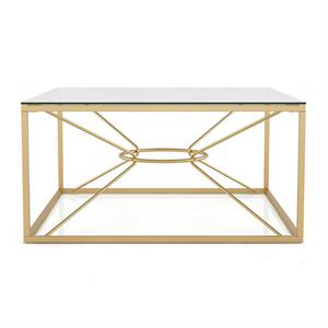 furniture of america cevelle contemporary glass top coffee table in gold