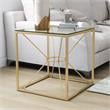 Furniture of America Cevelle Contemporary Glass Top End Table in Gold