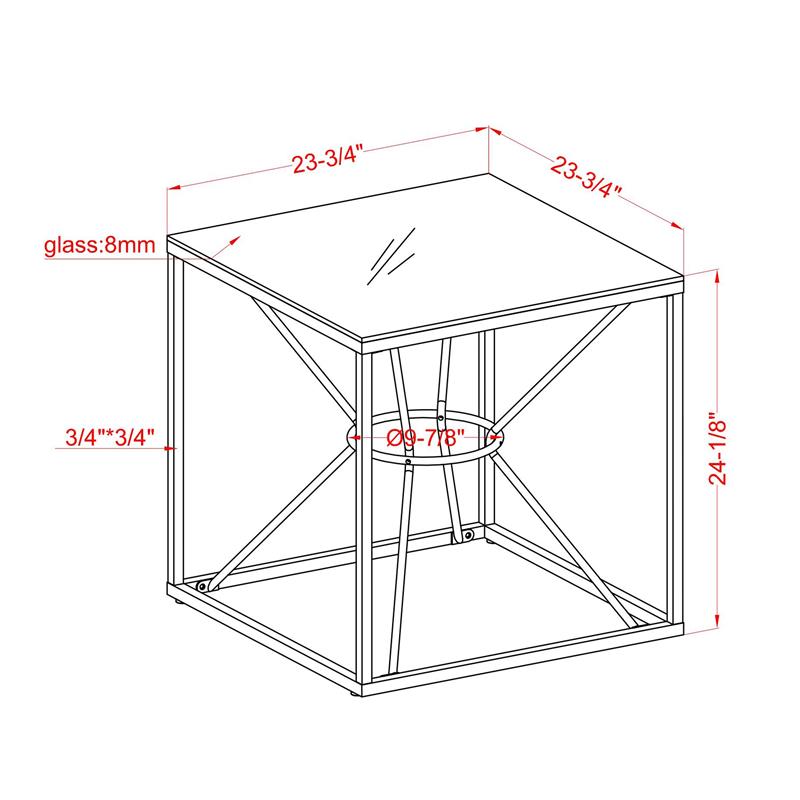 Furniture of America Cevelle Contemporary Glass Top End Table in Gold