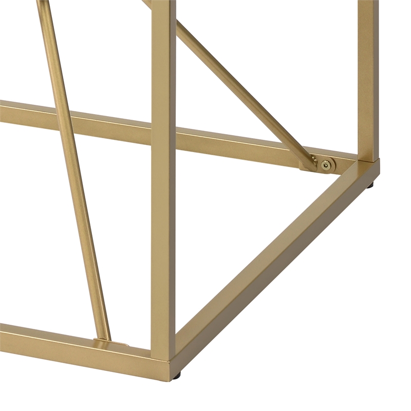 Furniture of America Cevelle Contemporary Glass Top End Table in Gold