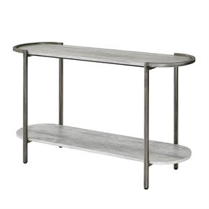 Furniture of America Mordicai Metal 1-Shelf Console Table in Light Gray
