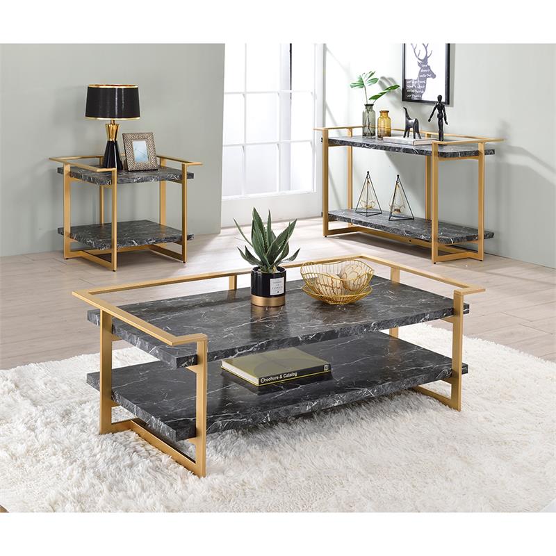 Furniture of America Meliman Contemporary Metal 1-Shelf End Table in Gold
